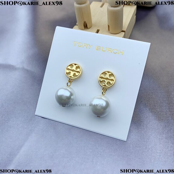 Tory Burch Jewelry - Tory Burch Miller Pearl Drop Earrings in Gold (Brand New with Dust Bag)